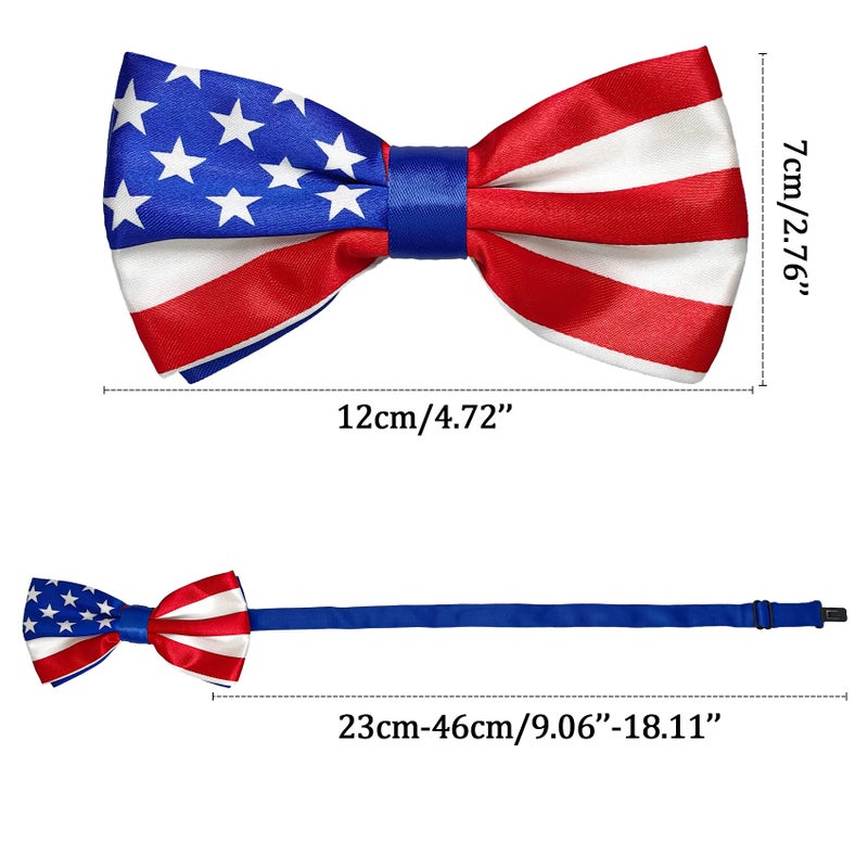 SYAYA Men's Bow Tie, Pre-Tied Satin Bowtie for Men Clip-On Formal Tuxedo or Weddings & Easter Day Dinner Parties & Events N-M-T5 (Flag - Independence Day) - Image 4